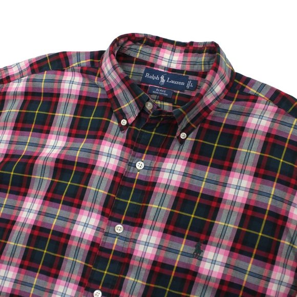 Polo Ralph Lauren Pink Checkered Button Front Casual Mens Prep Shirt sz L - Picture 2 of 4